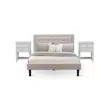 East West Furniture Fn08q-2vl14 3-piece Fannin Bedroom Set With 1 Queen Bed And 2 Night Stands - Mist Beige Linen Fabric