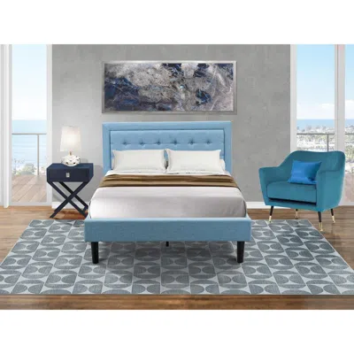 East West Furniture Fn11f-1ha15 2-pc Fannin Full Size Bedroom Set With 1 Wood Bed Frame And A Mid Century Modern Nightst