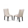 East West Furniture Fop1t01 Dining Padded Chairs - Cream Linen Fabric Kitchen Parson Chairs And Button Tufted Back With 