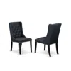 East West Furniture Fop6t24 Dining Room Chairs - Black Linen Fabric Parson Dining Chairs And Button Tufted Back With Wir