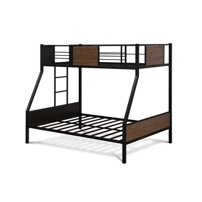 East West Furniture Full Twin Bunk Bed In Powder Coating Black Color