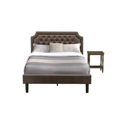 East West Furniture Gb25f-1bf07 2-piece Platform Full Bedroom Set With Bed And Distressed Jacobean Nightstand - Dark Bro In Gray
