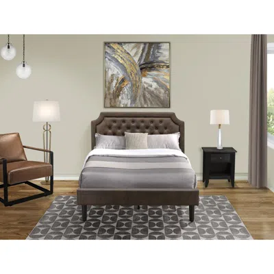 East West Furniture Gb25f-1ga06 2-pc Platform Bed Set With A Full Bed And A Wire Brushed Black Night Stand - Dark Brown 