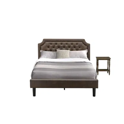 East West Furniture Gb25q-1bf07 2-piece Granbury Bed Set With Queen Bed And 1 Distressed Jacobean Nightstand - Dark Brow In Gray