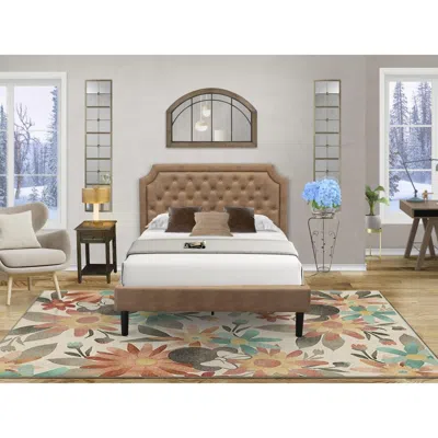 East West Furniture Gb28f-1de07 2-piece Furniture Set With Frame And Distresses Jacobean Night Stand For Bedrooms - Brow