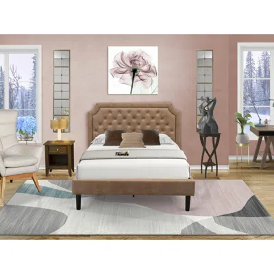 East West Furniture Gb28f-1ga08 2-piece Granbury Wooden Set For Bedroom With Bed And An Antique Walnut Nightstand - Brow