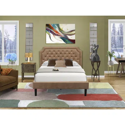 East West Furniture Gb28f-1vl07 2-piece Platform Bedroom Set With Full Bed And Distressed Jacobean Night Stand - Brown F