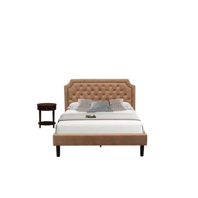 East West Furniture Gb28q-1hi0m 2-pc Wooden Set For Bedroom With Queen Bed And Antique Mahogany Modern Nightstand - Brow