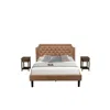 East West Furniture Gb28q-2de07 3-piece Bedroom Set With Queen Frame And 2 Distressed Jacobean Bedroom Nightstands - Bro