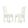 East West Furniture Groton Dining Chair With Wood Seat In Linen White Finish, Set Of 2