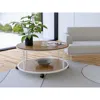 East West Furniture Harley Round Coffee Table For Living Room, Mid Century Modern Coffee Table In Powder Coating White C