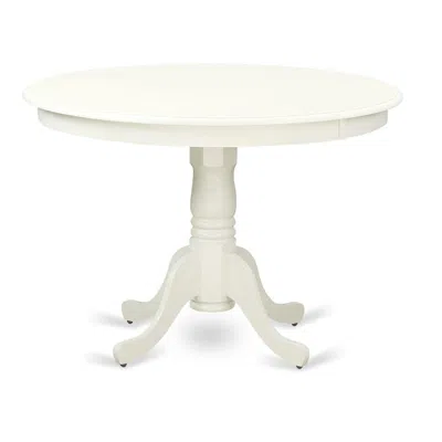 East West Furniture Hartland Table 42" Diameter Round Table -linen White Finish
