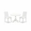 East West Furniture Hbab3-lwh-64 3 Piece Dining Room Set - Linen White Dinning Table And 2 White Faux Leather Comfortabl