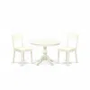 East West Furniture Hbad3-lwh-c 3 Piece Kitchen Set - Linen White Dining Room Table And 2 Linen White Faux Leather Dinin