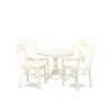 East West Furniture Hbad5-lwh-c 5 Piece Dining Table Set - Linen White Small Dining Table And 4 Linen White Faux Leather