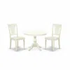 East West Furniture Hbav3-lwh-w 3 Piece Kitchen Set - Linen White Dinning Table And 2 Linen White Wooden Dining Chairs W