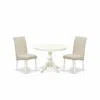 East West Furniture Hbba3-lwh-01 3 Piece Dining Room Set - Linen White Dining Table And 2 Cream Linen Fabric Comfortable
