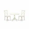 East West Furniture Hbbo3-lwh-c 3 Piece Dining Room Set - Linen White Wood Table And 2 Linen White Faux Leather Dining R
