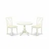 East West Furniture Hbcl3-lwh-c 3 Piece Table Set - Linen White Small Dining Table And 2 Linen White Kitchen & Dining Ro