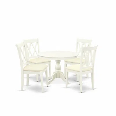 East West Furniture Hbcl5-lwh-c 5 Piece Modern Dining Table Set - Linen White Dining Room Table And 4 Linen White Kitche
