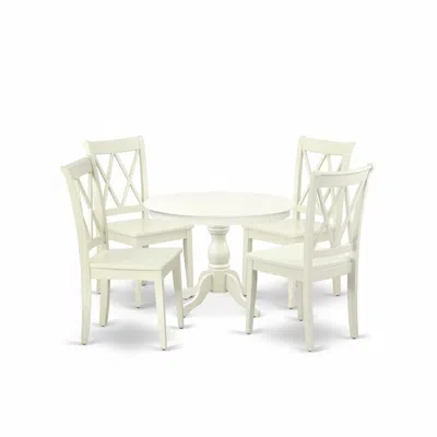 East West Furniture Hbcl5-lwh-w 5 Piece Kitchen Dining Table Set - Linen White Breakfast Table And 4 Linen White Kitchen