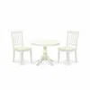 East West Furniture Hbda3-lwh-w 3 Piece Modern Dining Table Set - Linen White Breakfast Table And 2 Linen White Dining C