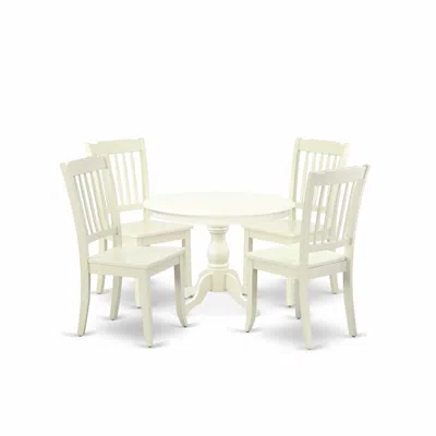 East West Furniture Hbda5-lwh-w 5 Piece Modern Dining Table Set - Linen White Dinning Table And 4 Linen White Kitchen Ch