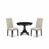 East West Furniture Hbel3-abk-35 3 Piece Kitchen Table Set - Black Dinner Table And 2 Doeskin Linen Fabric Dining Chairs