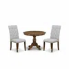 East West Furniture Hbel3-awa-05 3 Piece Dining Table Set - Acacia Walnut Small Kitchen Table And 2 Grey Linen Fabric Di