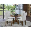East West Furniture Hbel5-awa-05 5 Pc Kitchen Table Set - Small Dining Table With 4 Grey Comfortable Chairs - Acacia Wal