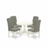 East West Furniture Hben5-lwh-06 5 Piece Dining Table Set - Linen White Modern Dining Table And 4 Dark Shitake Linen Fab
