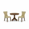 East West Furniture Hbga3-awa-03 3 Piece Kitchen Set - Acacia Walnut Breakfast Table And 2 Brown Linen Fabric Kitchen &