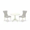 East West Furniture Hbga3-lwh-35 3 Piece Table Set - Linen White Dinner Table And 2 Doeskin Linen Fabric Kitchen Chairs 