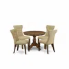 East West Furniture Hbga5-awa-03 5 Pc Modern Table Set - Breakfast Table With 4 Brown Modern Dining Chairs - Acacia Waln
