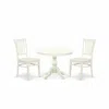 East West Furniture Hbgr3-lwh-w 3 Piece Table Set - Linen White Round Dining Table And 2 Linen White Kitchen Chairs With
