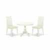 East West Furniture Hbip3-lwh-c 3 Piece Kitchen Dining Table Set - Linen White Round Dining Table With 2 Linen White Din