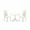 East West Furniture Hbip3-lwh-w 3 Piece Kitchen Table Set - Linen White Wood Dining Table And 2 Linen White Wooden Dinin