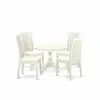 East West Furniture Hbip5-lwh-w 5 Piece Kitchen Dining Table Set - Linen White Dinning Table And 4 Linen White Kitchen C