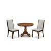 East West Furniture Hbla3-awa-05 3 Piece Table And Chairs Dining Set - Acacia Walnut Dining Room Table And 2 Grey Linen 