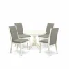 East West Furniture Hbla5-lwh-06 5 Piece Modern Dining Table Set - Linen White Breakfast Table And 4 Shitake Linen Fabri