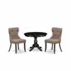 East West Furniture Hbsi3-abk-48 3 Piece Dining Table Set - Black Wood Dining Table And 2 Coffee Linen Fabric Kitchen Ch