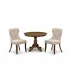 East West Furniture Hbsi3-awa-04 3 Piece Dining Table Set - Acacia Walnut Dining Table And 2 Light Tan Linen Fabric Dini