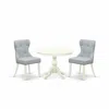 East West Furniture Hbsi3-lwh-15 3 Piece Table Set - Linen White Small Kitchen Table And 2 Baby Blue Linen Fabric Dining