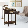 East West Furniture Hi-07-et Small End Table With 1 Wood Drawer, Stable And Sturdy Constructed - Distressed Jacobean Fin