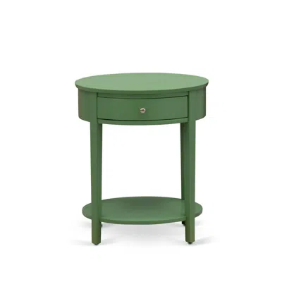 East West Furniture Hi-12-et Mid Century Modern Nightstand With 1 Wood Drawer, Stable And Sturdy Constructed - Clover Gr In Green