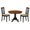 East West Furniture Hlan3-bch-c 3 Pc Seat With A Kitchen Table And 2 Linen Dinette Chairs In Black