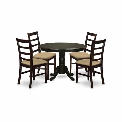 East West Furniture Hlan5-cap-c 5 Pc Kitchen Table Set-dining Table And 4 Dinette Chairs. In Black