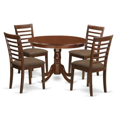East West Furniture Hlml5-mah-c 5 Pc Set With A Kitchen Table And 4 Kitchen Chairs In Mahogany
