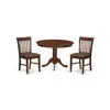 East West Furniture Hlno3-mah-c 3 Pc Set With A Kitchen Table And 2 Dinette Chairs In Mahogany In Brown