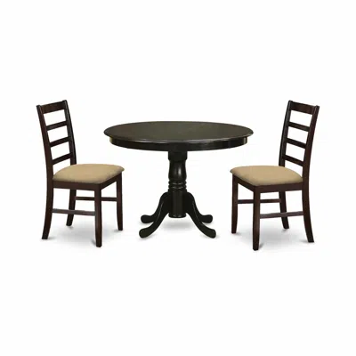 East West Furniture Hlpf3-cap-c 3 Pc Small Kitchen Table Set-dining Table And 2 Dinette Chairs. In Black